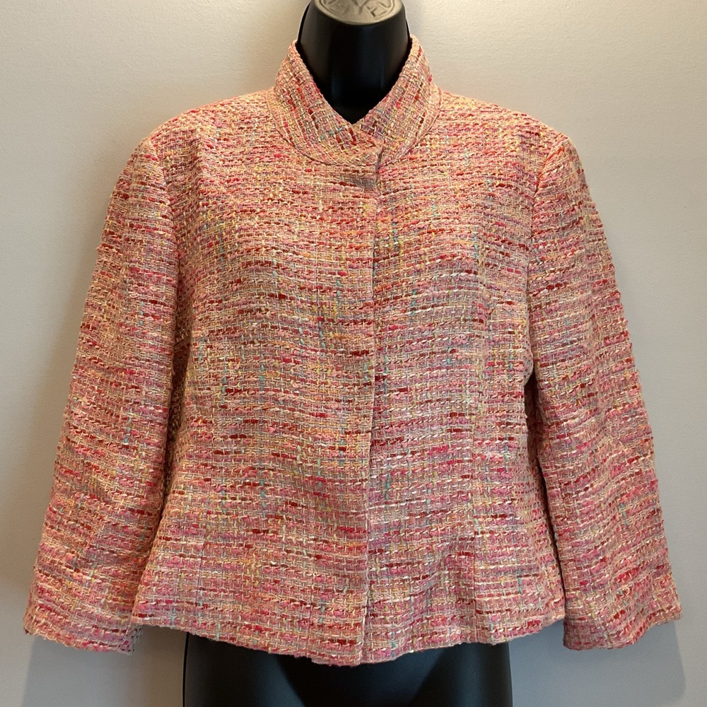 Lilly Pulitzer Collection Madeline‎ Tweed Jacket Hibiscus Pink (interior flaw)